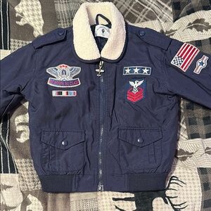 Kids Navy Blue Bomber Jacket 4t
